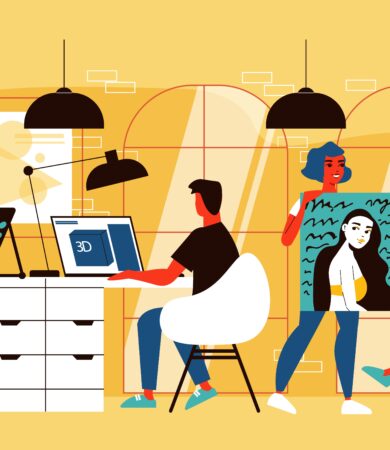 top creative agency in delhi ncr team working on design, illustration, and 3D creative projects in a modern studio