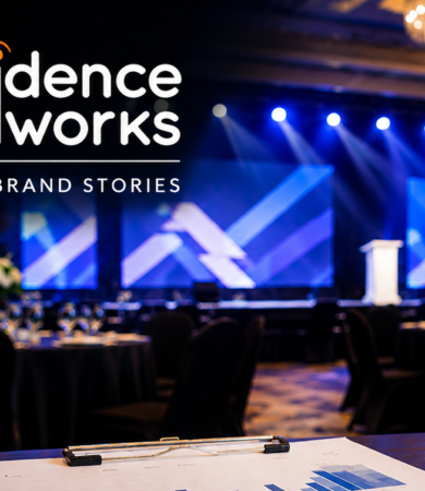 Corporate event setup with branding, stage lighting, and planning elements by the Best event company in Gurgaon.