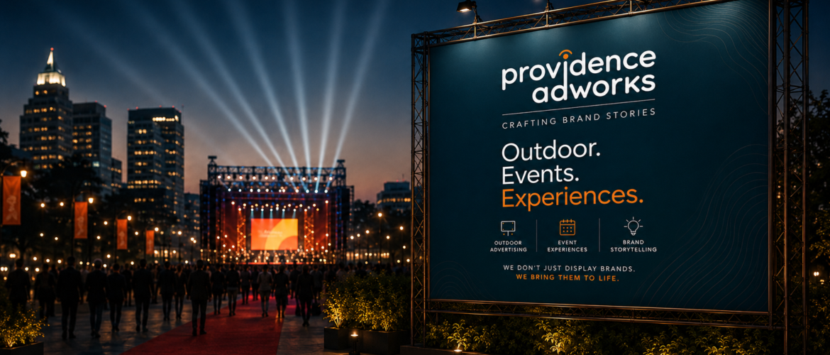 Promotional outdoor branding display by the Best event company in Gurgaon showcasing event experiences and outdoor advertising solutions.