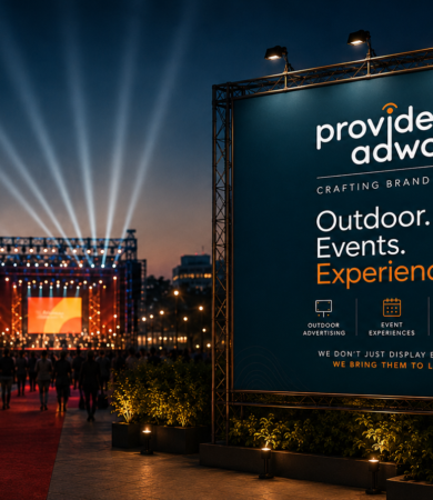 Promotional outdoor branding display by the Best event company in Gurgaon showcasing event experiences and outdoor advertising solutions.