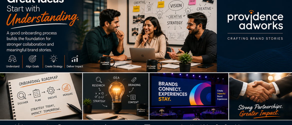 Best creative agency in Gurgaon discussing a client onboarding strategy in a modern office to build successful branding and marketing campaigns.